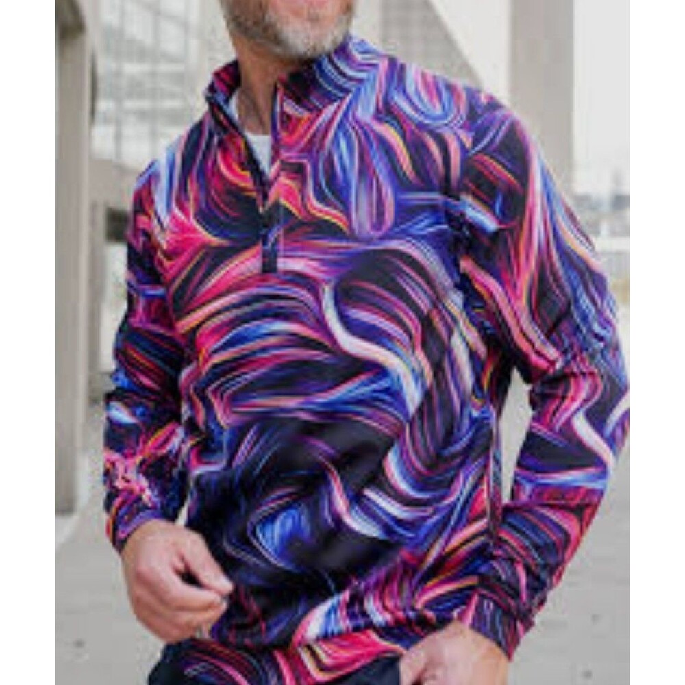 USA Palm Infinity Performance 1/4 Zip Pullover Shirt Men's Medium Golf Colorful
